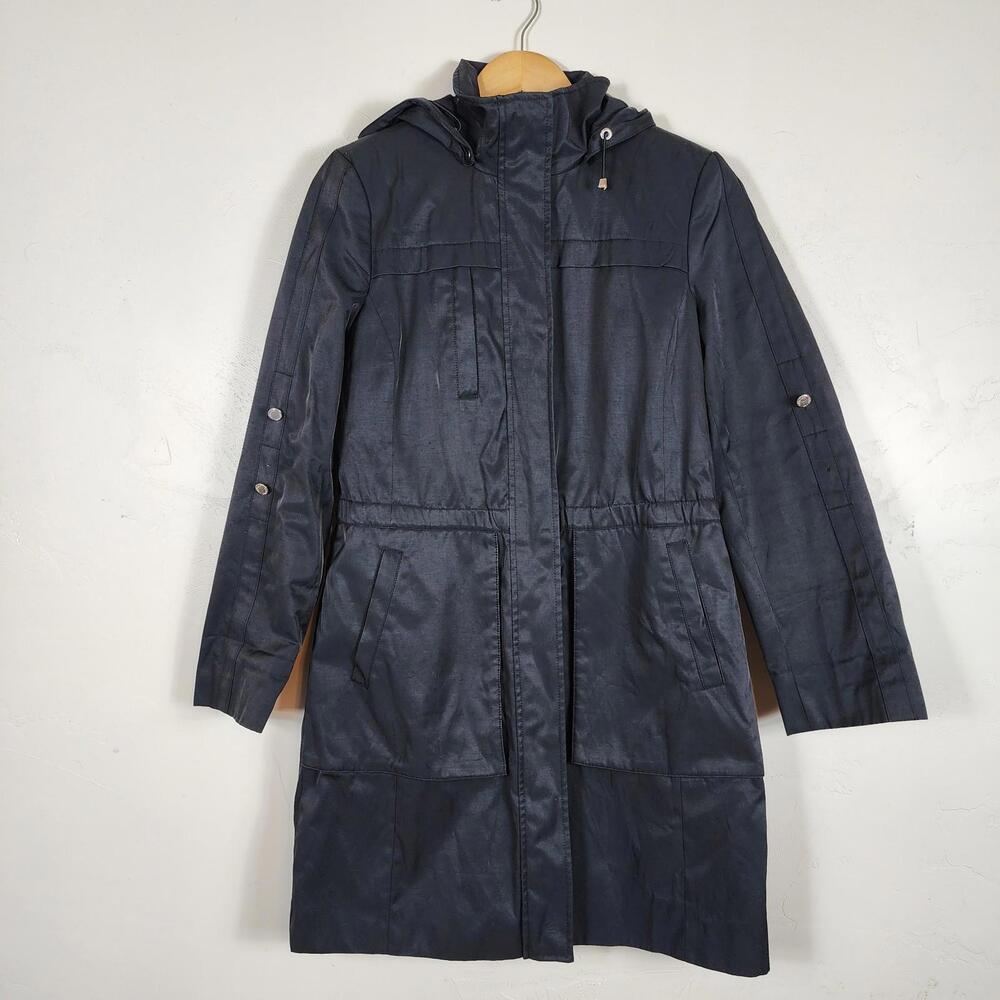 Calvin Klein Water-Resistant Hooded Parka Coat Windbreaker Black (Size S)